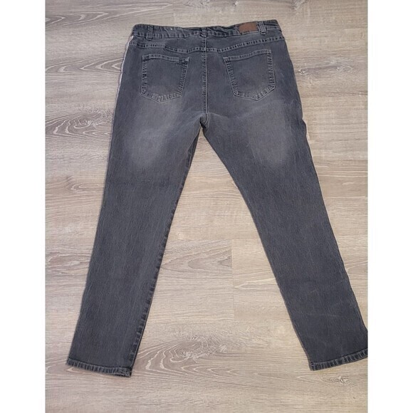 Denim & Rivets Women’s Black Striped Embellished Legs Denim Jeans‎ Size 24 - Picture 4 of 15